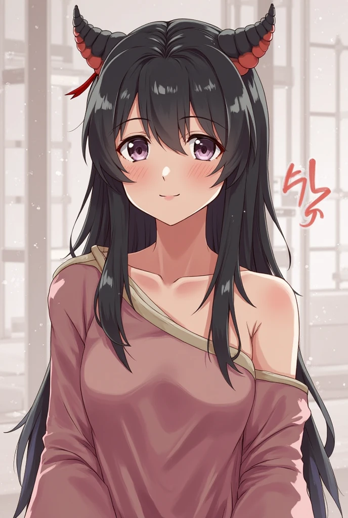 1 Japan, Long Hair, High resolution, Small breasts, Gaze, smile, Black Hair, Anatomically correct, happiness/joy, Sparkling eyes, Eyebrows hidden under hair, hair band, Long dress, Full body portrait