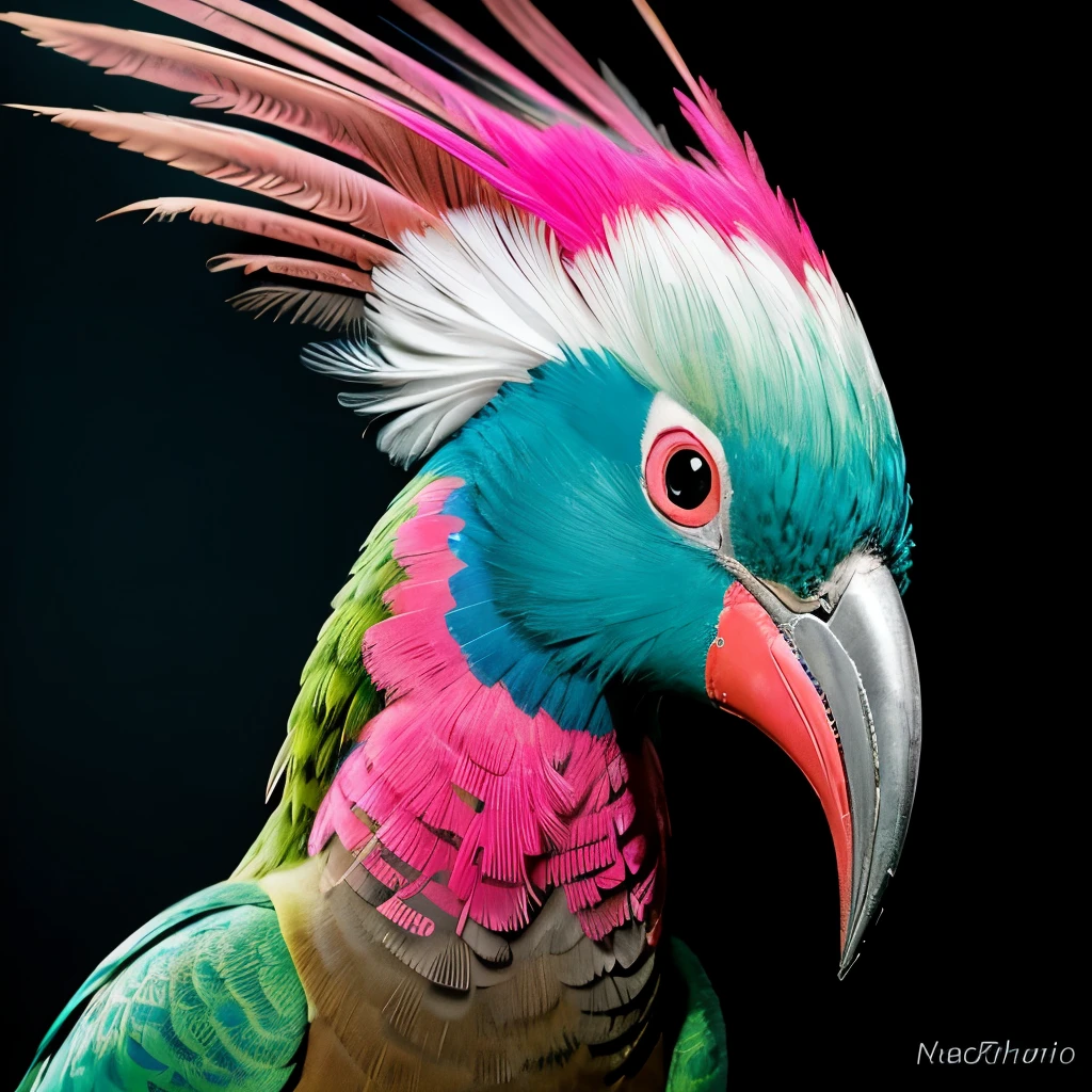 (best quality, masterpiece, ultra high res, photorealistic, raw photo, superb intricate, ultra detailed, highly contrasted, highly detailed colorful textures, sharp focus, 8K UHD), (macro photography, bird of paradise native to tropical rainforests, macro lens, close view, FujiFilm X-T4 with Fujinon XF 35mm f/2 R WR), (National Geographic photographs:1.2), breathtaking, deep, vibrantly fresh, lushly crisp, vivid, beauty, mystique, Spectralism, (art by James Gurney, art by Fred Tomaselli, art by Max Magnus Norman:1.4), dynamic angle, AgfaPhoto Vista Plus 200,