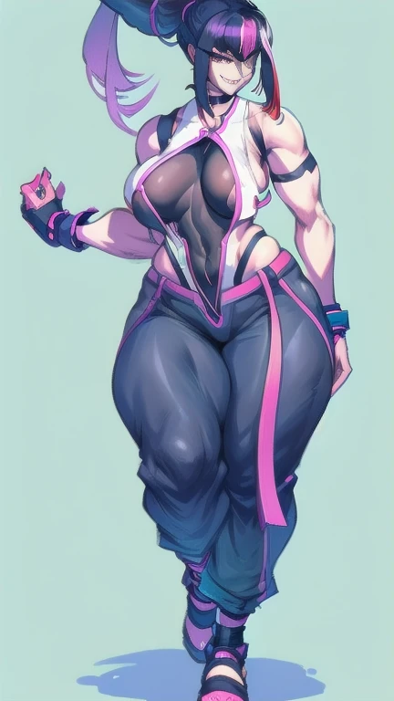 (full body), full body in image, full juri han from street fighter 6, juri han clothes, fusion of juri han street fighter 5 and juri han street fighter 6 from street fighter series, full woman, full body, long hair, female body, curvy body, thicc body, big thighs, voluptuous body, full thick body, dinamic pose, curve body. detalied pose, body, simple background, expressive face, focus on face, line art, sketch