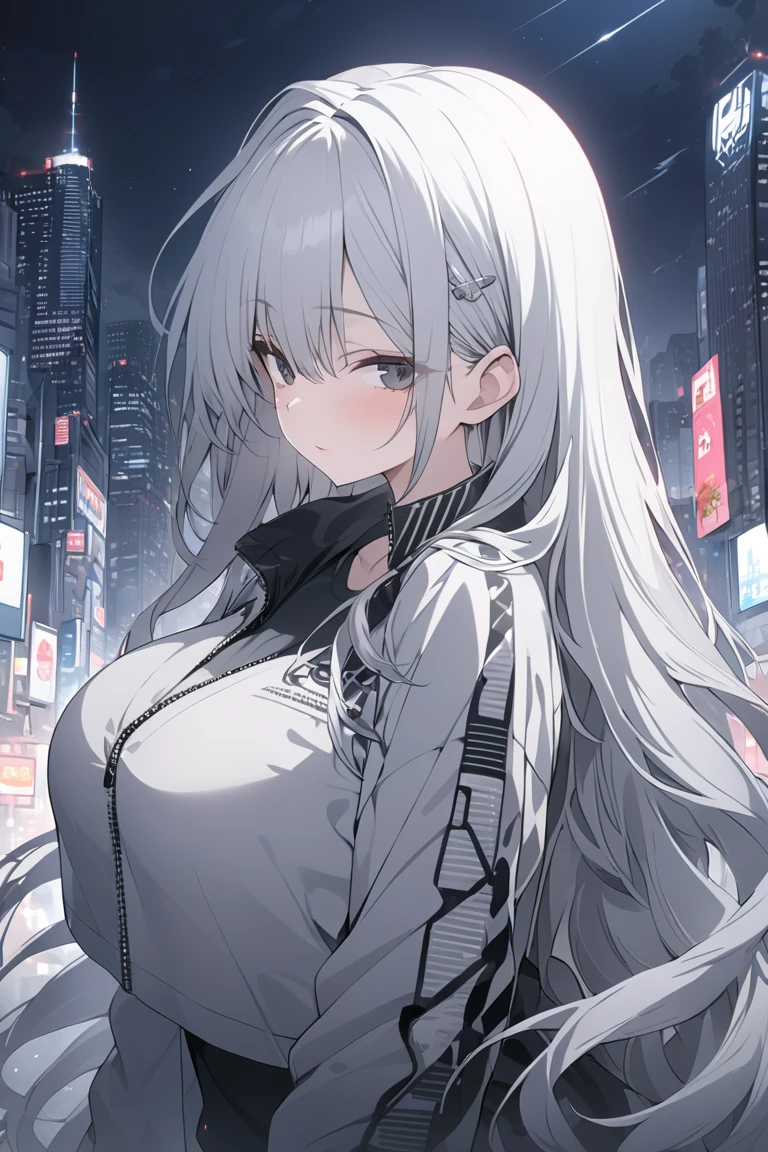最high quality、Best image quality、masterpiece、girl((18-year-old、 By becoming、Best Bust、Medium Bust,Wide open breast tea、Red glowing eyes,Silver Hair、Disheveled Hair、Long Hair、thin,The highest valley、Open chest、Luminous Wristbands、smile、hair ornaments、luminous necklace、Black sleeveless hoodie(1:2)、Blue short skirt、Angle from directly above、Disheveled clothing、Show the whole body,Low - Angle)),high quality、Beautiful art、background((Cosmic))、Flight、Flying debris、Written boundary depth、movie、Visual Arts、Perfect art、8K,Genuine、