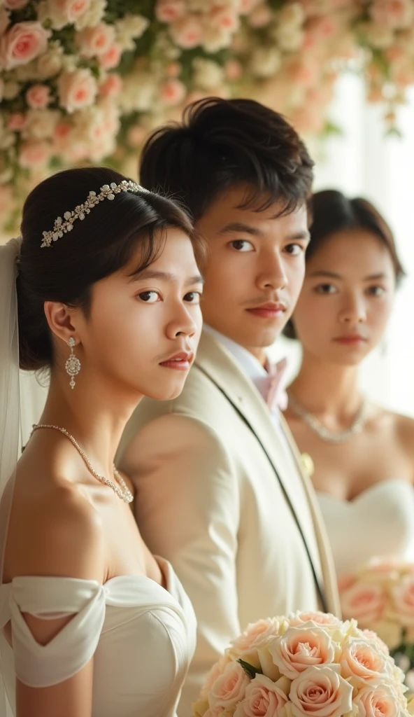 Create a realistic image of a wedding couple