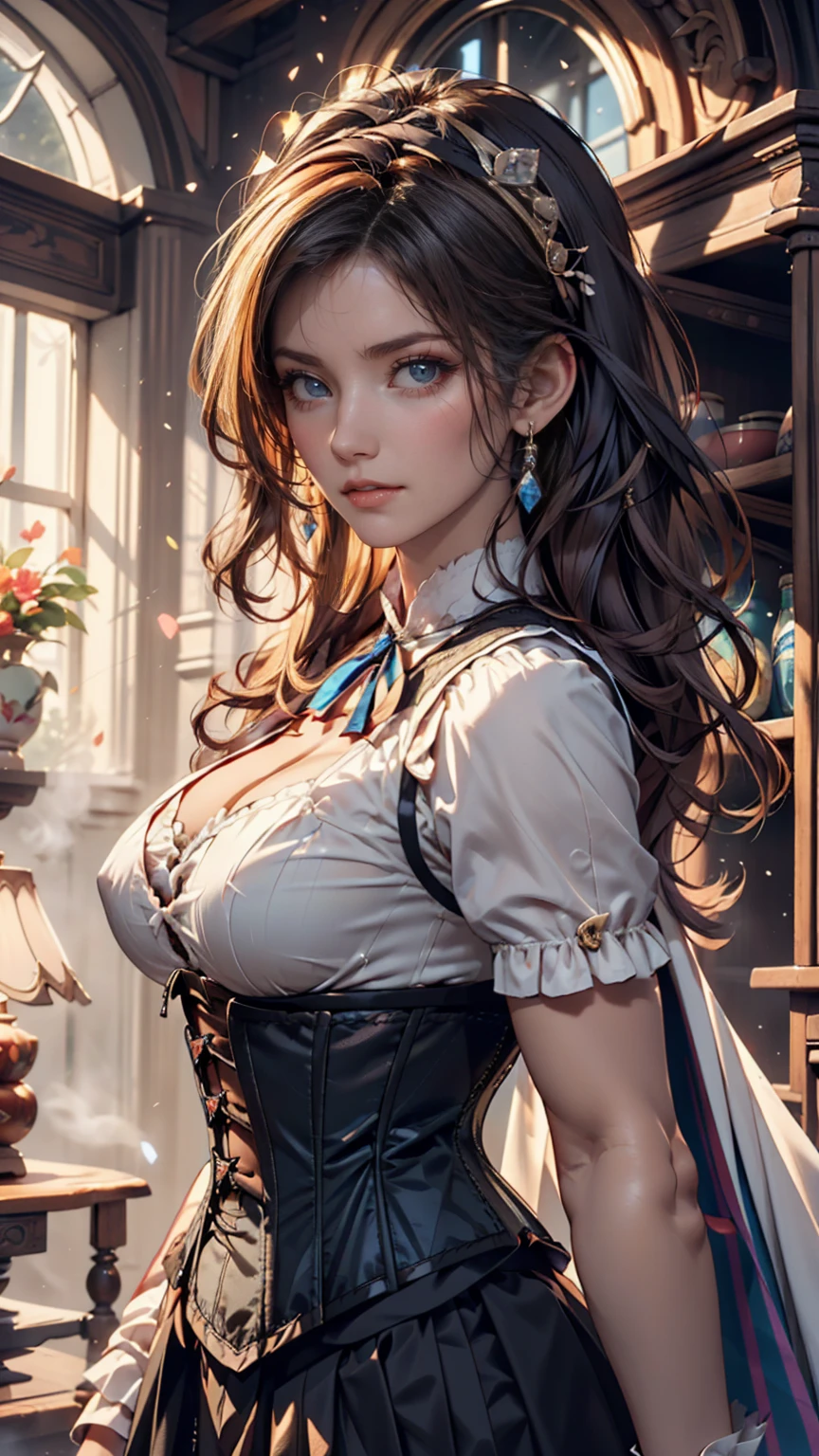 (Front Focus), (In the Dark:1.6), Hyperrealist Female Portrait by David Hockney and Alphonse Mucha, Fantasy art, Photo Real, Dynamic Lighting, Art Station, Poster, Volumetric lighting, Highly detailed face, 4k yen, Awards, One girl, In the Dark, Deep Shadow, Modest, Cowboy Shot, (Sexy Costumes), Long Hair, Gray Hair