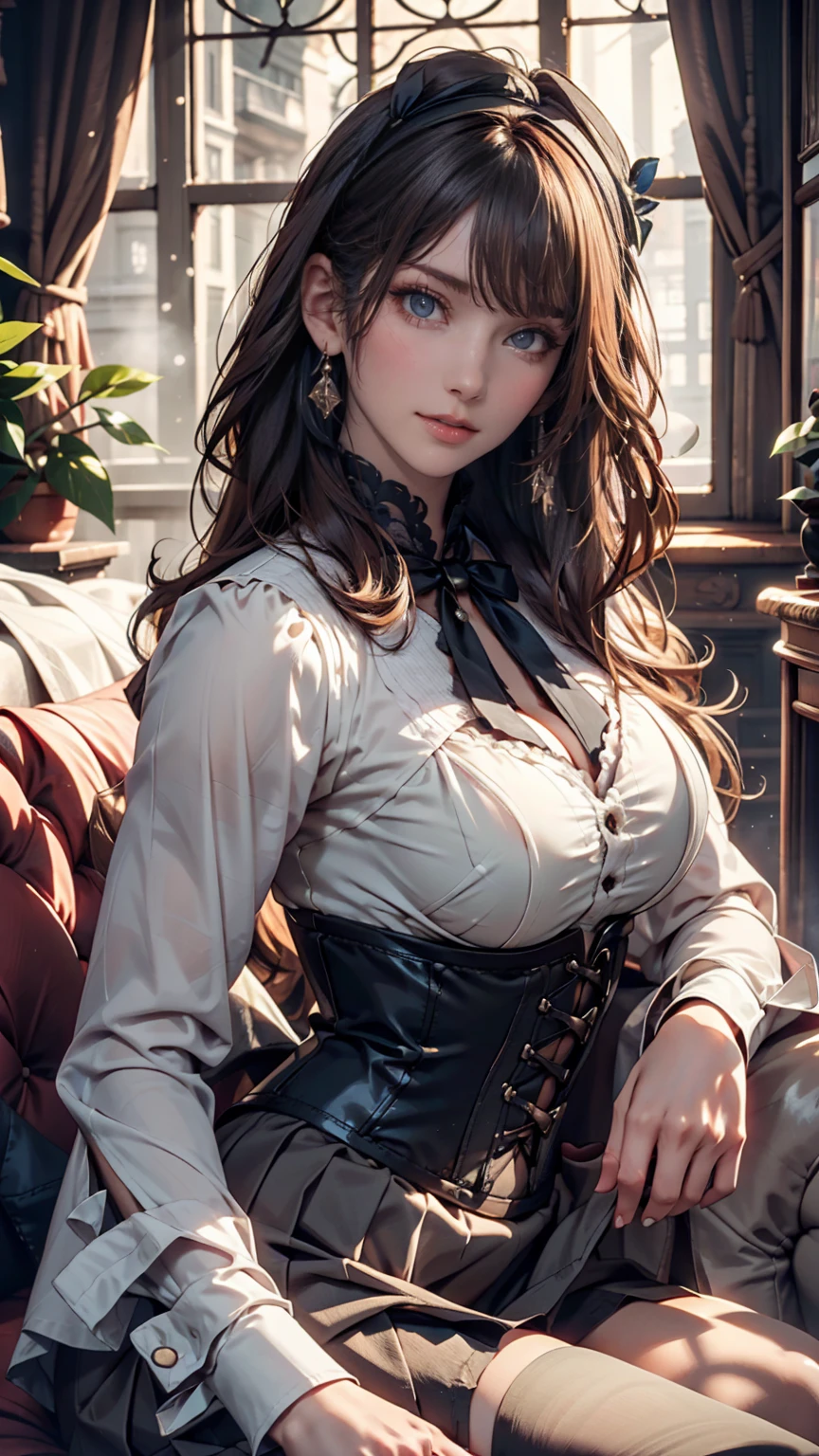 24-year-old woman、Sexy proportions、Long eyelashes、eye shadow、lipstick、light makeup、Sexy、erotic、Gothic Andlorita((Gothic ta)Wear fashion、