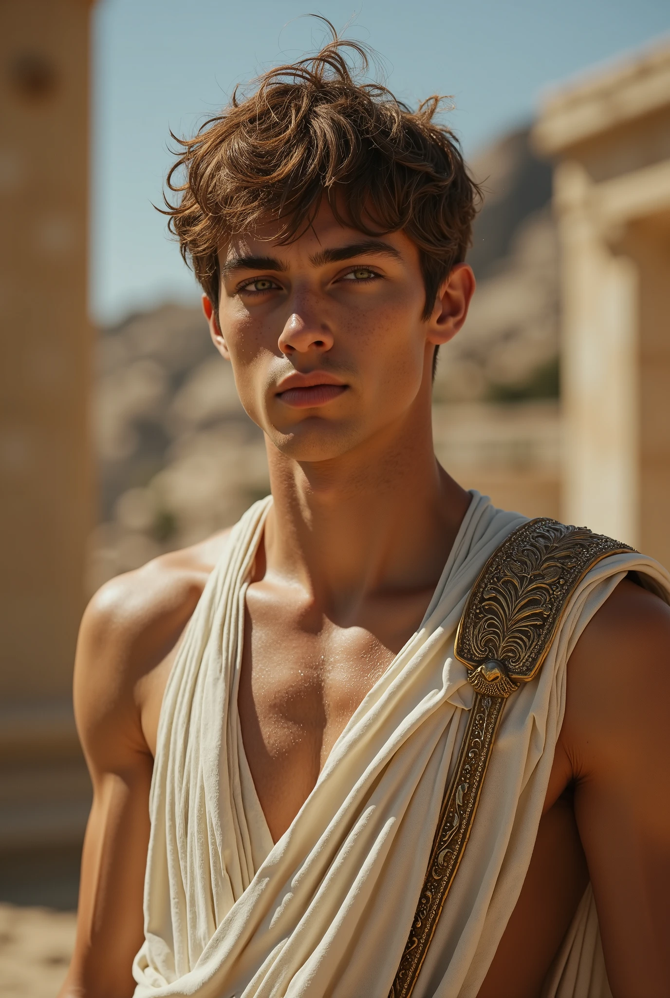 priapus, 1boy, skinny, greek temple, flying, renaissance,
short curly hair, handsome masculine face, detailed eyes,
muscular chest, (narrow waist), bubble ass, topless, golden chain belt, draping cloth shorts, arm ring, detailed skin,
realistic, style of pino daeni, [style of Daniel F. Gerhartz::0.5],
uhd image, hires, 8k, epic lighting, sharp focus, realistic, romantic,  