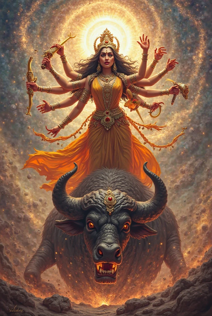 Maa durga murti mahishasur vadh
Angry face lion big face and angry
Many weapons