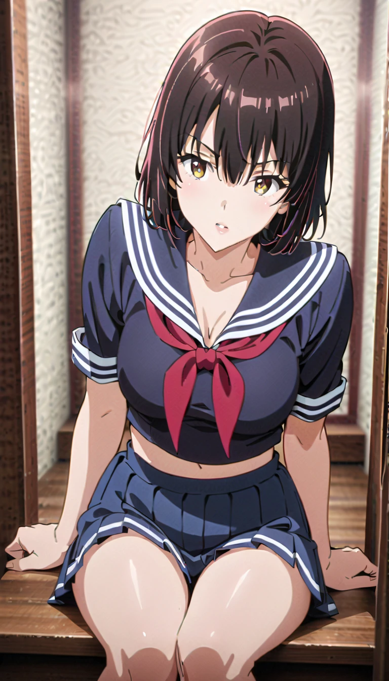 Suzumiya haruhi、short hair、Completely naked、classroom