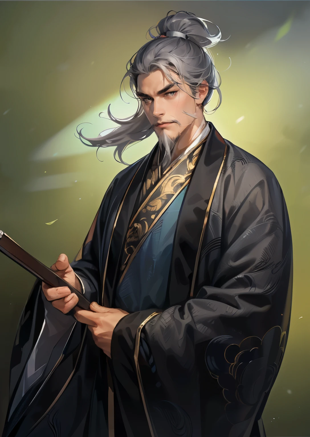 There is a man with a sword in his hand - SeaArt AI