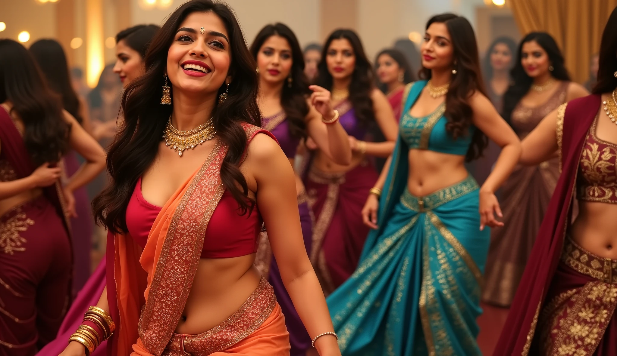 Hot bhabhi and romantic Indian girls dancing party