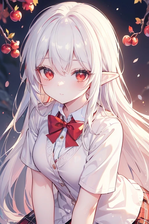 Masterpiece, best quality, perfect lighting, 1girl, solo, shiro, fox ears, fox tail, white hair, red eyes, red cheek stripes, casual outfit, open mouth, smile, adorable looking,