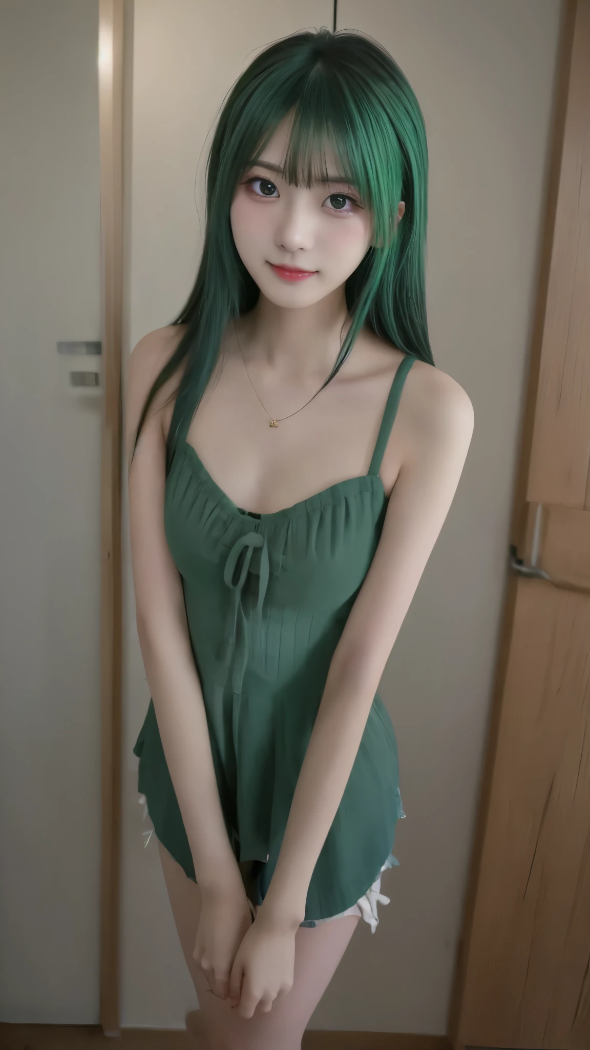 high resolution,超high resolution,8k,Ultra Fine,TOP QUALITY, masterpiece, Super Fine Paintings  , detailed depiction of up to the front door,1 girl, upper body,((素敵な髪型, green hair)),(Beautiful breasts, Upward bust), similarly , glowing neon lights , intermediate shot,Fujifilm X-T4 + 23mm f/2 Lenses,dusk,Flower Farm,watch viewers, ( detailed legs:1.3, thin thighs,  beautiful feet:1.2), ( detailed hands:1.3, perfect right hand:1.2), ( Detailed Eyes and Faces :1.2,  Professional Shooting Techniques , Professional lighting techniques ), ( stare at the viewer,  mischievous expression )