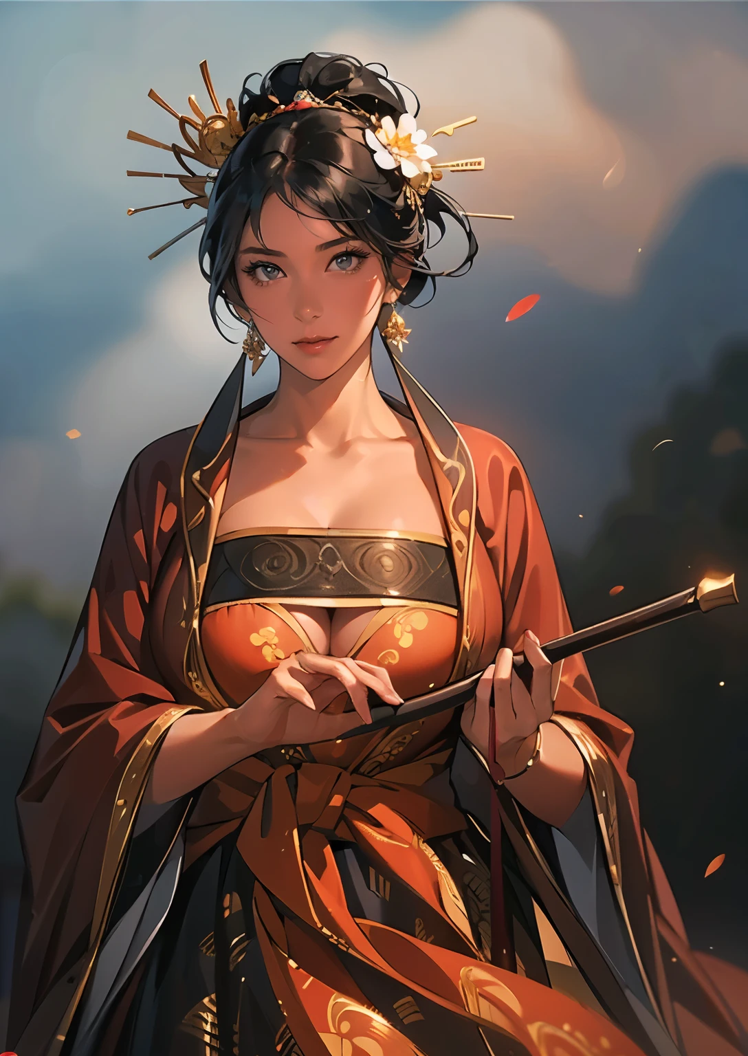 (best quality, masterpiece), 1girl, katana, samurai, looking at viewer, high ponytail, <lora:sciamano240:0.8> sciamano240 <lora:backlight_slider_v10:-2>, dark, lit candle, fog, KokoaAisu, furrowed brow, glowing eyes, yellow eyes, furrowed brow,
