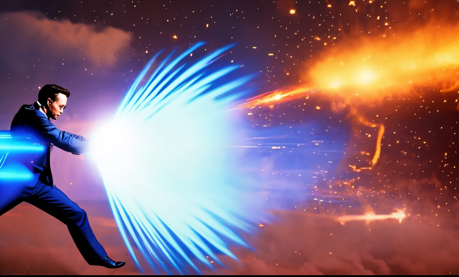 Elon Musk, detailed face, muscular body, powerful kamehameha energy beam, test dummy, high-tech futuristic background, dramatic lighting, cinematic composition, hyper-realistic, 8k, photorealistic, masterpiece