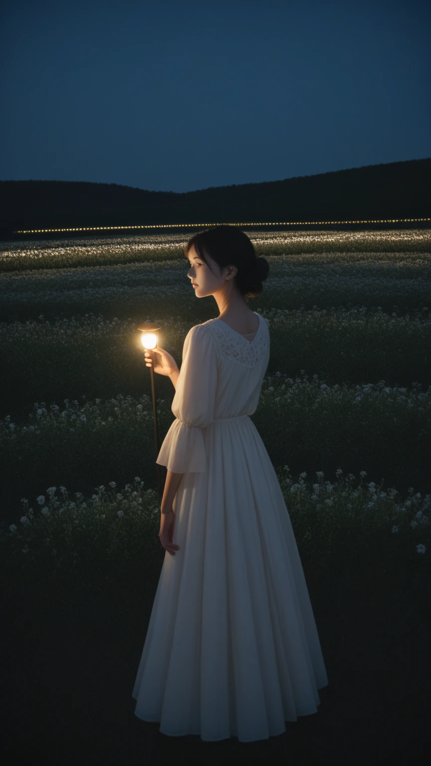 a girl with intense eyes,holding a glowing magical sword,in a mysterious and enchanting garden,under a starry night sky,emitting a soft blueish light,with delicate flowers and plants surrounding her,the atmosphere is filled with a sense of wonder and magic (best quality,highres),artistic and fantasy style,with vibrant colors and a dreamy color palette,with dramatic lighting that enhances the mystical ambiance
