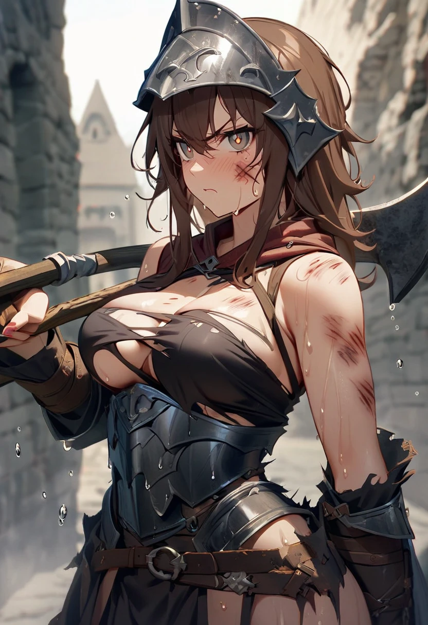 brown eyes, pale skin, woman, fear, cleavage, sweaty, saggy breasts, dark ((blond updo hair)), perfect quality, (((woman raped by an terrifying warrior))), (((medieval))), (((woman assaulted by a (knight) man))), ((dark)), (((dramatic shadows))), scream, shocked, ((she is being raped)), ((rape action)), (((brutal))), (((cleaving knight stockings))), ((chained)), (((dark forest at night))), (((strangulation view))), (((asphyxia))), (((beaten))), (((cameltoe pussy))), ((chubby hips)), (((surrounded by ((strangling)) medieval men:1.4))), (((brutal anal:1.4))), (((cock in her anus)))