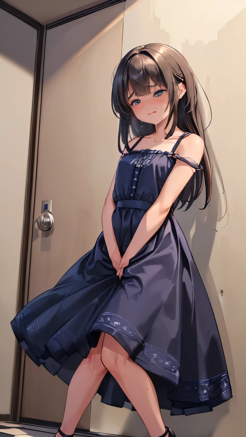 (Best Quality, Masterpiece: 1.1), (Realisticity: 1.4), 1girl, Denim Shot, Colorful Long Dress, Cute Expression, 8K
