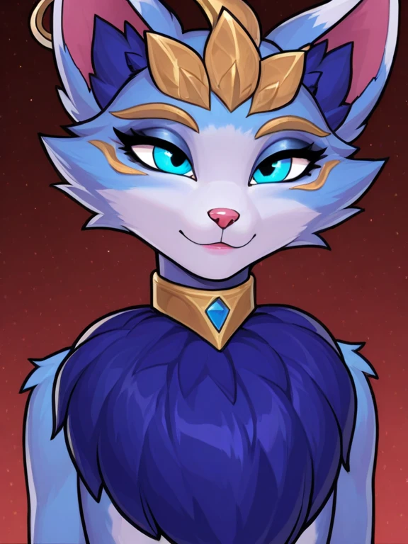 Io, blue eyes, large braid, wolf ears, wolf tail above buttocks, light purple hair, facial mark, twin braids, IoDre, blue dress ,detached sleeves, bare shoulders, clothing cutout , blue boots, pink panties, tiara, cleavage, facing viewer, looking at viewer, smile