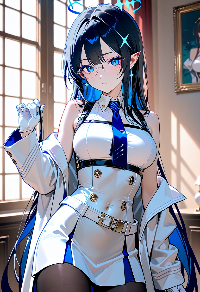 Beth,,Expose the private part,Sexual turn,Long black hair,Big ,Purple eye,tmasterpiece,best qualtiy,ultra - detailed,illustratio,epic lighting,cinematic compositions,isometry,1girl,独奏,adolable,black color hair,red hair clips,formal,a captivating gaze,captivating posture,inside in room,office room,doors,Open the door,looking at viewert,peeking out upper body,Be red in the face,seduct ,Shut your mouth,(8K:1.1),hand,Disdainful look,Disgusted expression,比基尼,Underwear,White tights,Nude