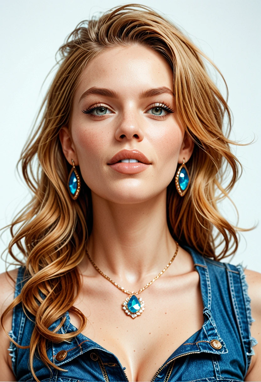 Gender: male. A man with Blonde soft curly hair, hunter Heterochromia blue and green angelic eyes with long attractive lashes, good facial harmony, sharp jawline, straight Model nose, plush rosy Cupid shaped lips, good thick eyebrows,handsome angelic features, pale skin, a beauty mole under the left eye and on the right side of the neck, one on my collar bone.muscular yet slender body,sliver rings and a blue crystal necklace with a left helix piercing.wearing a yellow button up shirt with grey pants and joggers.