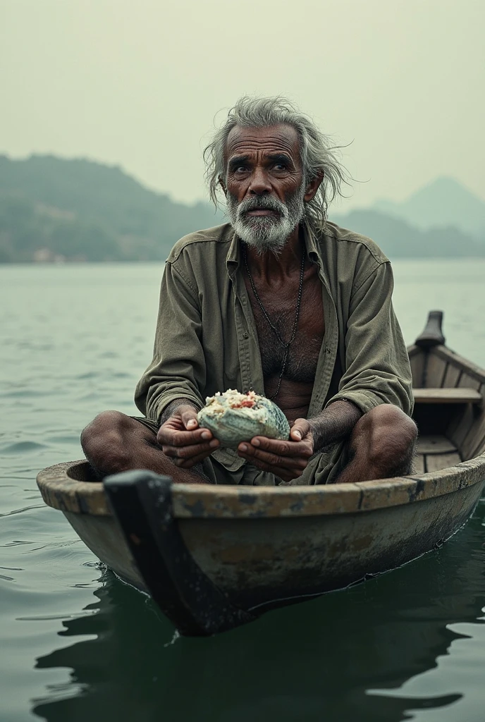 Old man sinking in bangladesh flood