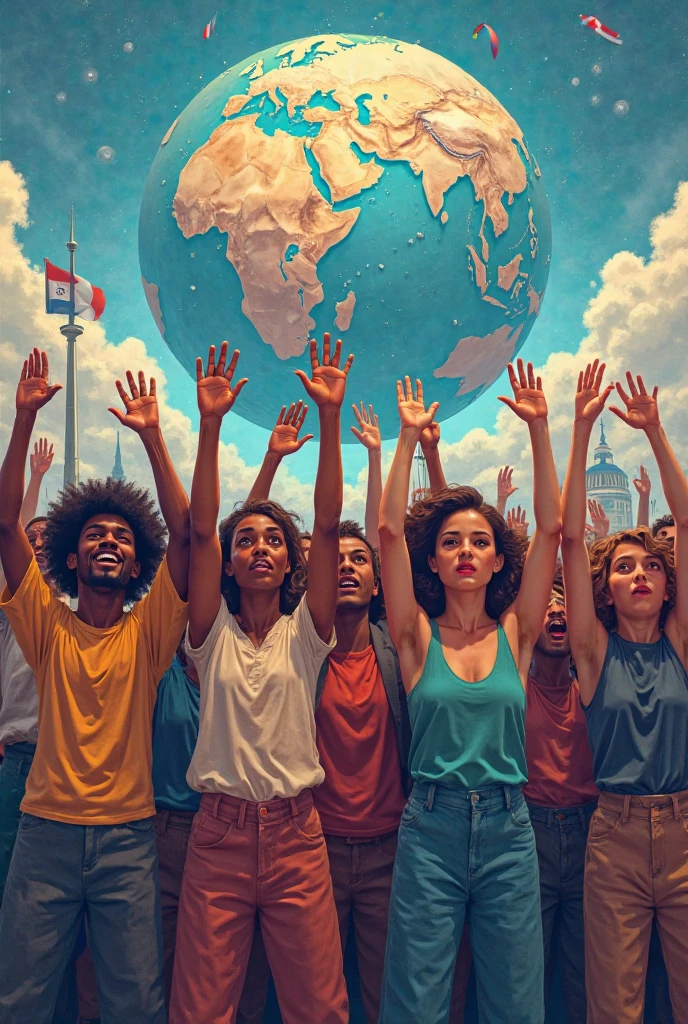 Poster Concept: Interconnected World
Visuals:
* A globe at the center, representing globalization.
* Overlapping images of diverse people , symbolizing the nation.
* A building or flag representing the state, emerging from the globe.
* Connecting libes between these elements , emphasizing interdependence.
Remember: The design should be visually appealing and easy to understand, conveying the message effectively.