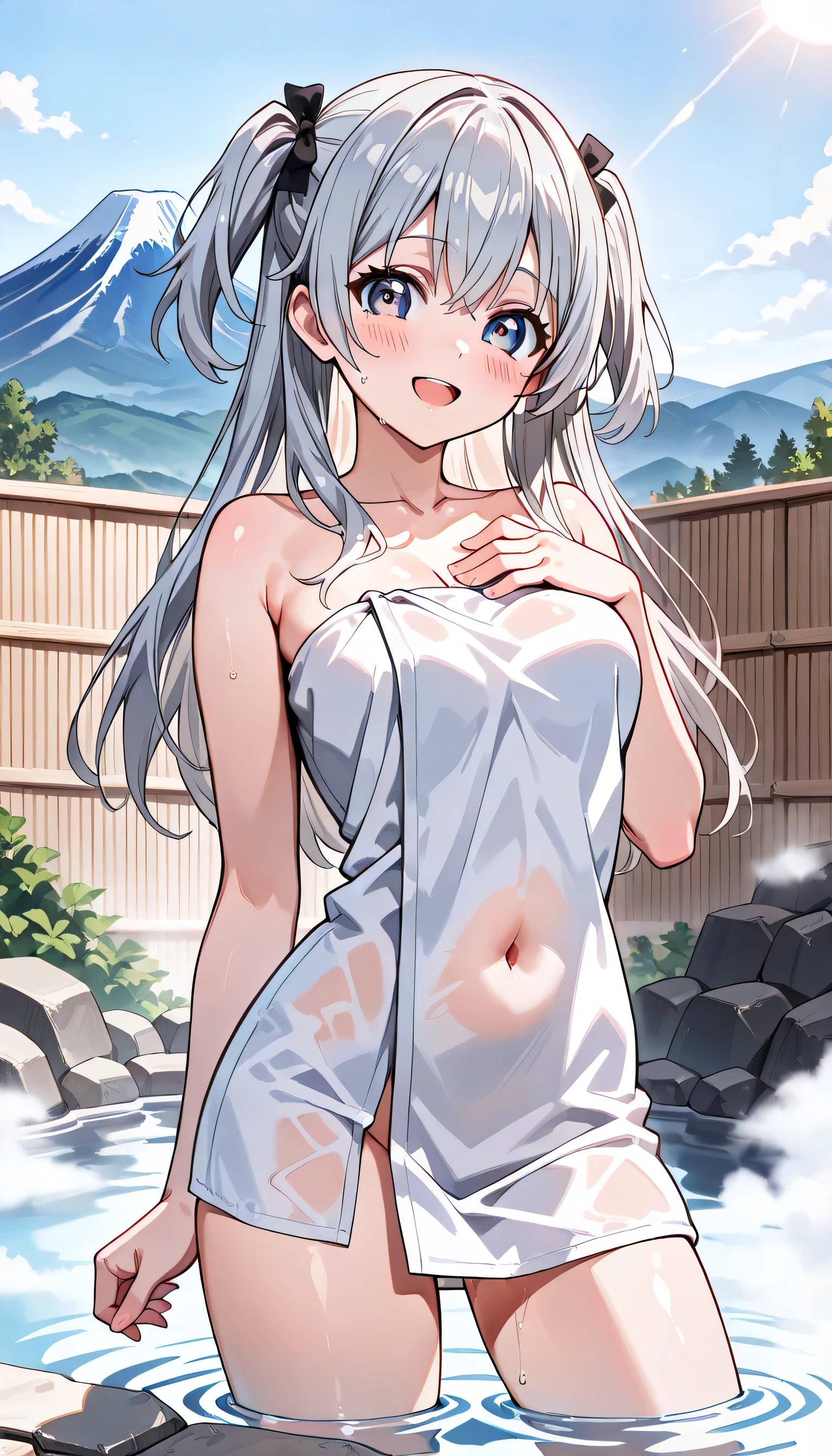 HIMEJIMAKINOKO, LIGHT PURPLE HAIR, TWINTAILS, HAIR BOBBLES, polka dot, VERY LONG HAIR, YELLOW EYES, .(Nude, naked, 1girl, solo, ,large breasts , solo) nipple ,, (wearing nothing:1.5), empty eyes, Luxury liner deck, ,blue sky, take a short walk, sea, space, Heavy snowfall area, frozen, ,  (Sweating profusely, Love juice, Wet Woman, female ejaculation),, crying,, Peeing, lactation, projectile lactation