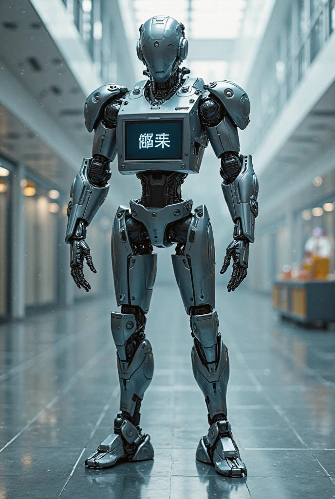 Create a not very large, human-like, black robot measuring 1.70m tall
