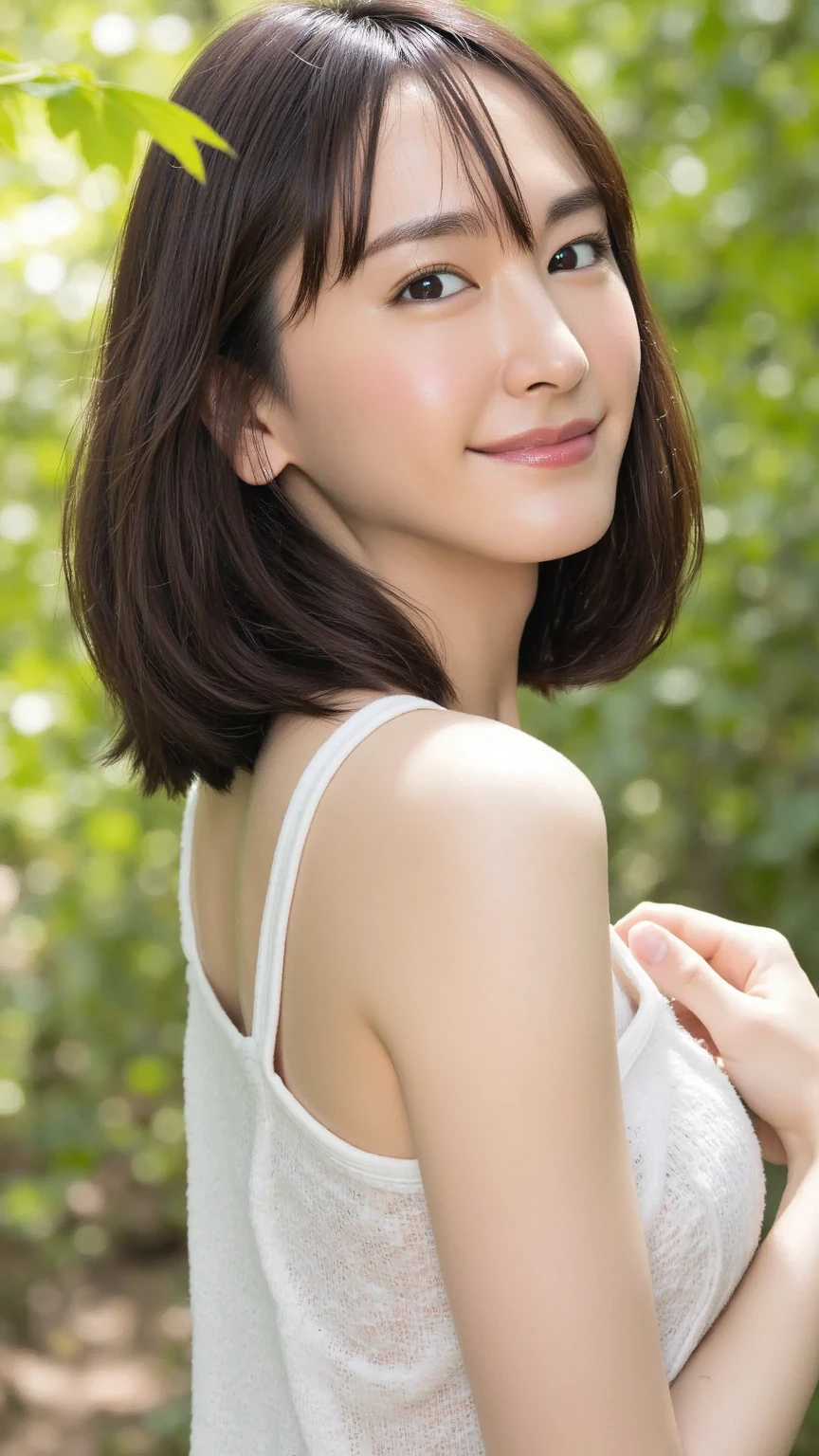 Highest quality, masterpiece, Ultra-high resolution, (Realistic:1.4), RAW Photos, One girl, Beautiful Japanese Women, Beautiful Skin, Black Hair:1.7, gakki, ((short hair:1.5)), Age 25, Smile happily:1.2, Micro Bikini