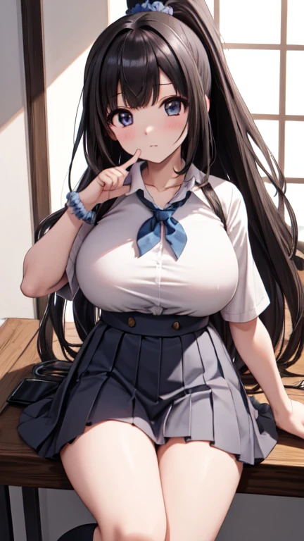 masterpiece, (little girl:1.5), 8 years old, (oppai loli:1.3), smile, (completely nude:1.3), (huge breasts:1.3), standing, classroom.