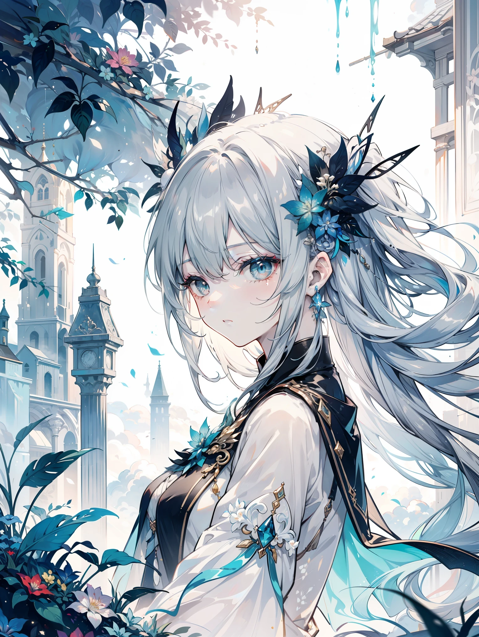 1Centaur Girl,pearlescent, Clouds and mist, dark blue, dark , Dark Blue, Dark Red, Green, bronze, Light Gray, Sky blue, Bright silver, Stream of consciousness, Ancient Beauty, reclining with strange trees , strange flowers and etenotic plants, Misty, leaves a lot of empty space around , diffuse gradient , Layering, Realistic oil painting, depth and fantastic effects , obvious matte grain tetenture, Strong contrast between light and dark, this enhances the fantasy of the work {ten} Misty bronze flying phoeniten abstract pattern background, Heavy, lutenury with meaning, create a sense of fantasy , virtual dreams , Dreamy mood , Focus on photography , Soft Light, Misty的光线, Emotional atmosphere, low saturation macaron color , THE'Casey, Depth of Field, Collage, projection embedded , bokeh, lens flare , 8k, Ultra HD, masterpiece, Accurate, anatomically correct, tetentured skin, Awards