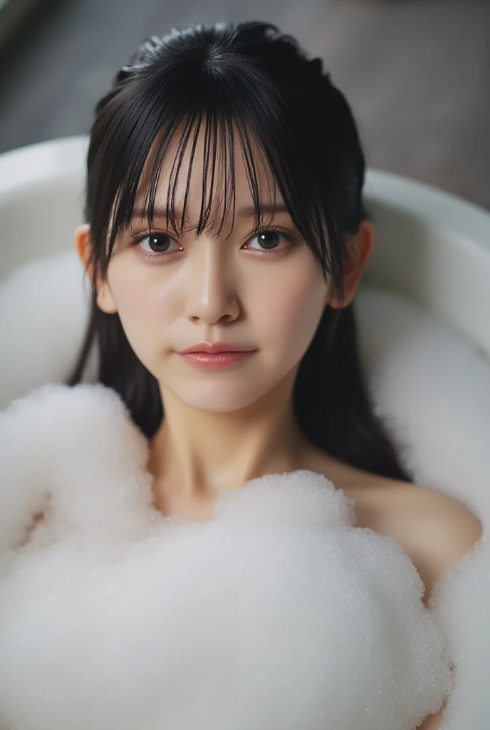 (Highest quality, 4K, 8k, High resolution, masterpiece:1.2), Very detailed, (Realistic, photoRealistic, photo-Realistic:1.37)、smile、Japanese、((Black High Neck Sleeveless Shirt))、(((Bukkake)))、Lips parted,