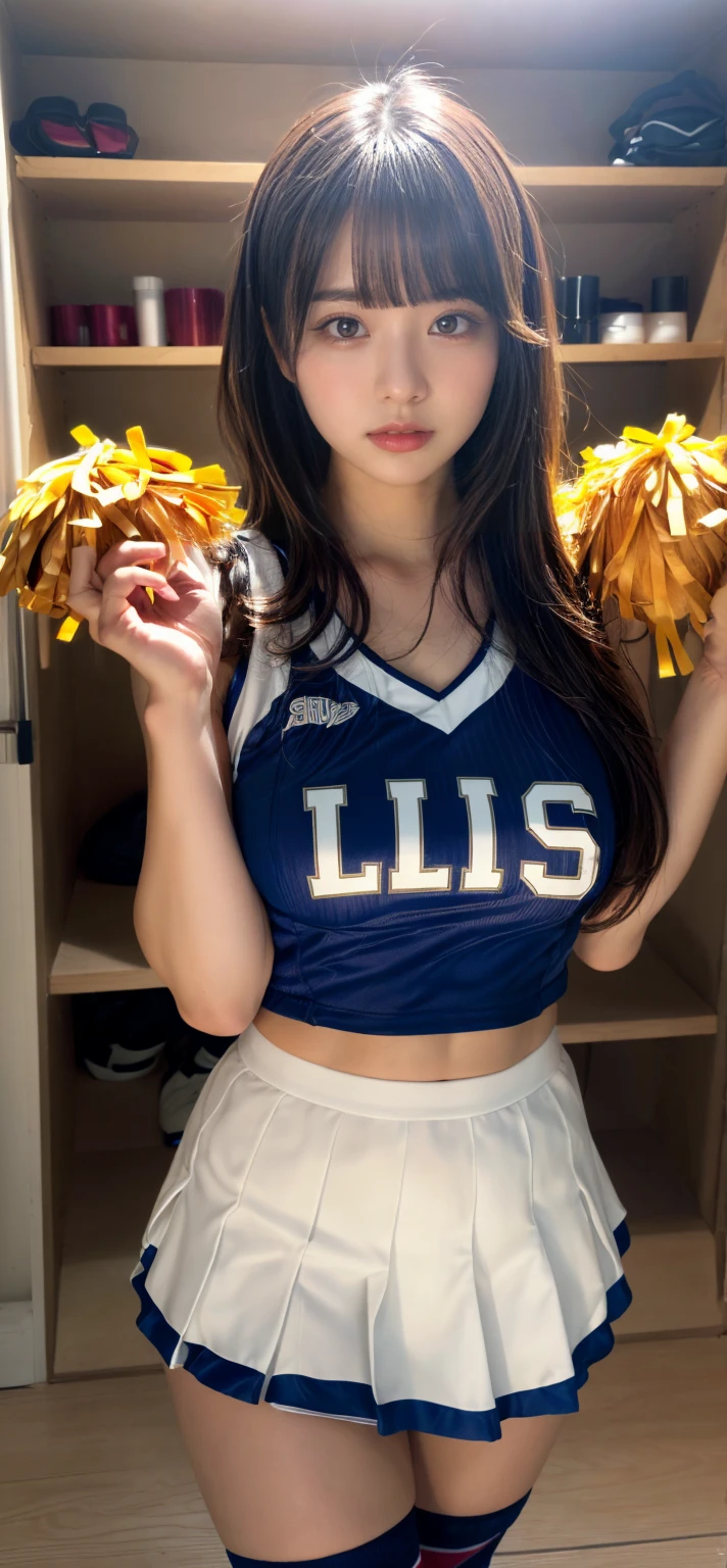 Pieces fly、masterpiece、Highest quality、Very detailed、High resolution、High resolution、8K Portrait、unity 8k wallpaper、Extremely detailed CG、unity 8k wallpaper、Extremely detailed CGユニティ8kの壁紙、Realistic、Real person、Portrait Photography、Shiny skin、(cute:1.4)、(18-year-old:1.2)、High resolution、Beautiful and clear eyes、Very detailed説明、Delicate face、Nice lips、Narrow waist、Thin legs、1 Girl、(smile)、(Athletics Stadium:1.4)、(Small breasts:1.4)、(Sleeveless colorful athletics uniform:1.3)、(Sore nipples:1.2)、(Abdominal muscles:1.3)、(Long legs:1.2)、(Strike a Pose:1.2)