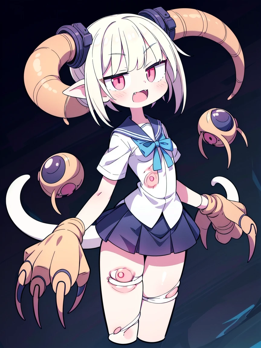 Silver Hair、Short Hair、boyish、Cool、Hair covering one eye、Harpy、It has wings、Being violated by tentacles、Her body is restrained by tentacles、There&#39;s a tentacle in my pussy、being creampied by tentacles、Cross-section of the vagina、Small breasts、15 years old、Squirting、My body is twitching、Open pussy、Her pussy is being spread by tentacles、Leg spread