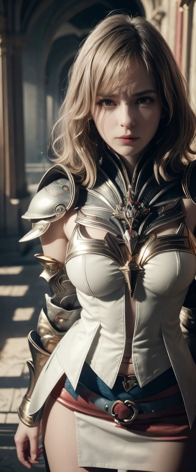 Ashelia B’nargin,
is a noble princess in the country of Dalmasca, she wears white armor with gold accents, with a red mini skirt covered in armor, silent while holding a sword, her eyes are empty, silent, her expression is angry without emotion, as if challenging fate,
masterpiece, best quality, absurd, perfect anatomy, 1 girl, solo, cowboy photo, Background of the Ruined Dalmasca Palace, Ruins of a magnificent palace with broken pillars ((big breast:1.3)), (((ashelia's white armor with gold accents:1.5))), ((ashelia's red mini skirt:1.3)), (coker:1.1), (real world:1.2).
((best quality)),
((superb quality, 8K, masterpiece: 1.5)): Enjoy the charm of this magnificent work of art, rendered in exquisite detail in glorious 8K resolution, elevating your perception of art to a higher level.
Clean pubic area: 1.4: Witness the unfolding of limitless perfection, as this image proudly displays its clarity and detail without the slightest hint of shame.