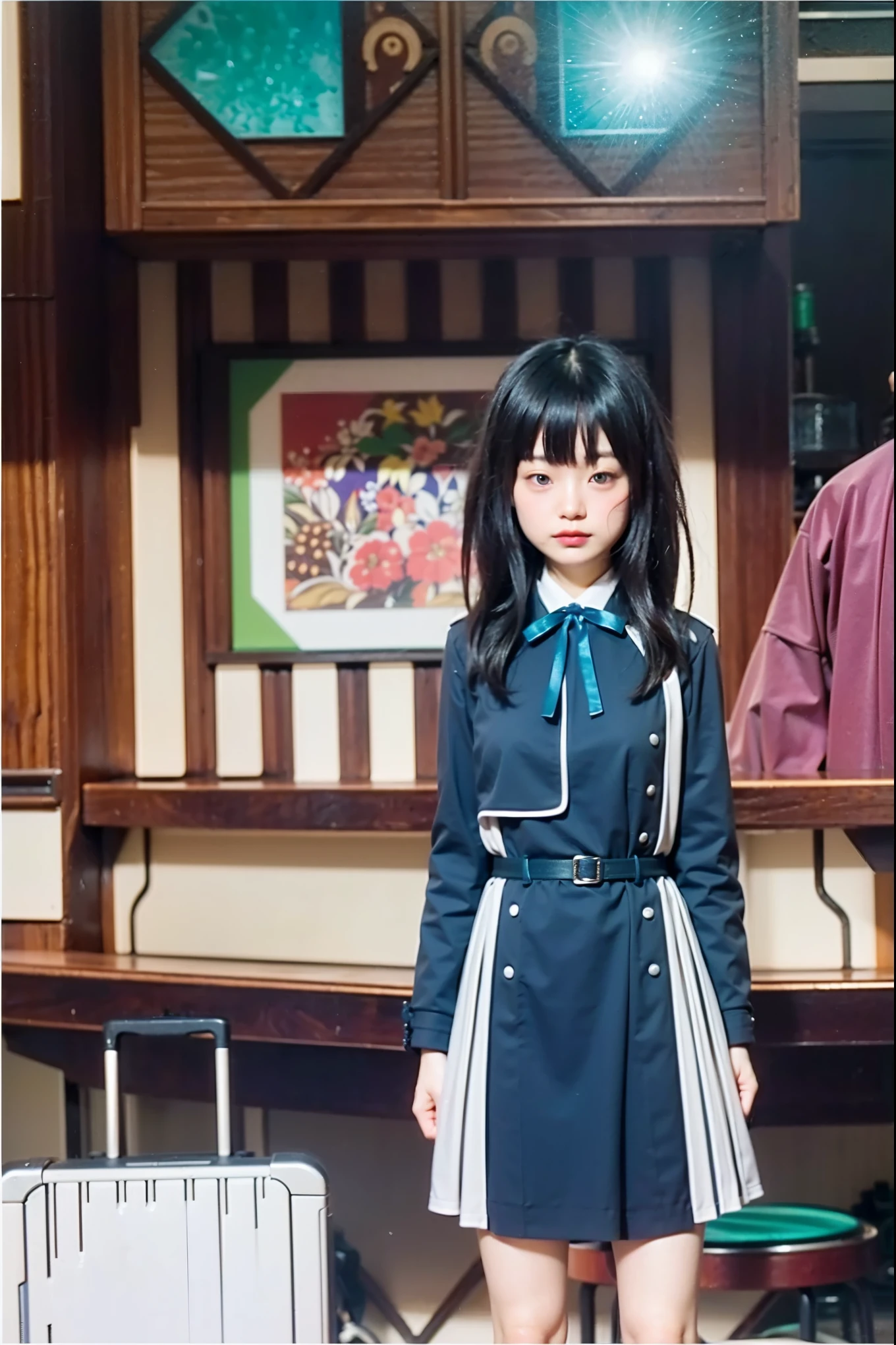 (Completely live action:1.37), (xtremely realistic textures:1.37), (masterpiece, best quality:1.2), (8k uhd, 16k, 32k, ultra high res), amazingly realistic skin, amazingly realistic photo, superrealism, (photorealistic:1.37), (RAW photo), extremely realistic, (extremely realistic all details), (extremely realistic all textures), extremely realistic lighting, extremely realistic shadow, (japanese girl:1.5), ((young face)), smiling, happy, extremery realistic face, extremely realistic skin, extremely realistic eyes, extremely realistic background, extremely realistic detail up, kkw-ph1, ((extremely intricate details, mechanical armor, dark elf, dark skin, elf ear))