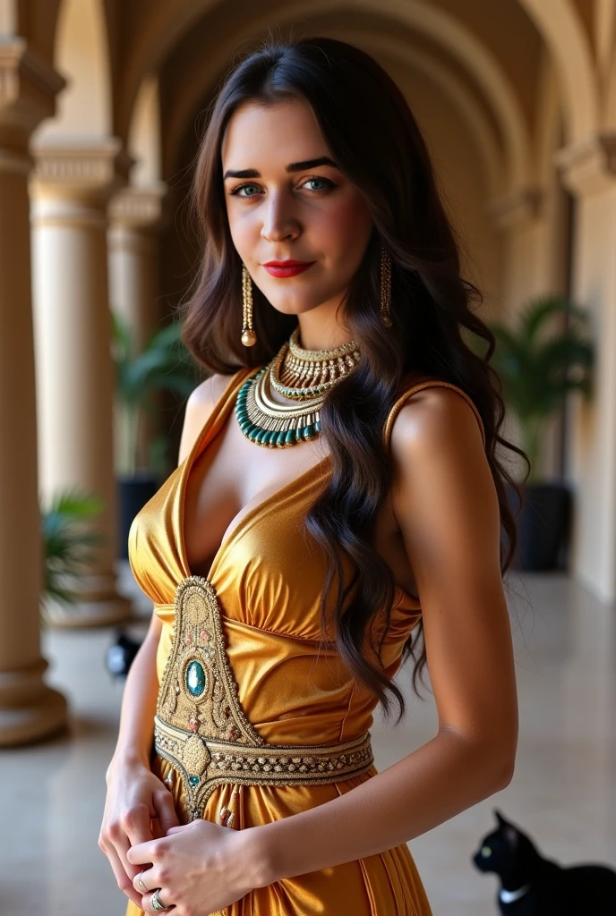 lana rhoads, white woman, wearing beautiful yellow indian saree, beautiful smile, wearing beautiful saree, massive cleavage, nice huge round boobs, shy woman, looking at the camera, posing for adult magazine, fit body, hands above head, wearing choker, full body image, wearing Indian jewelry.