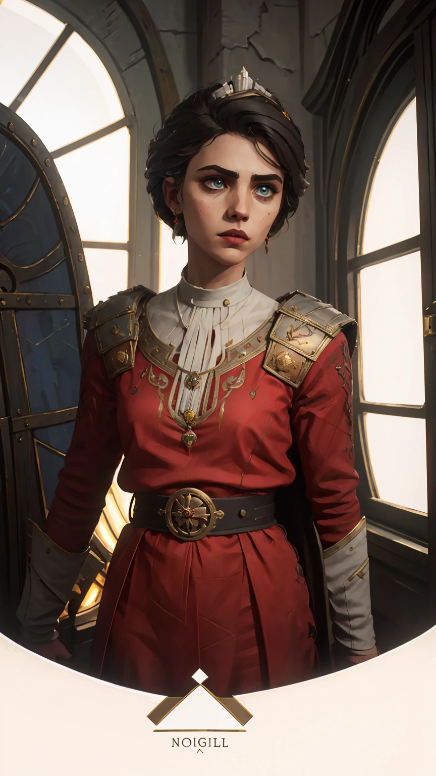 modelshoot style, (extremely detailed CG unity 8k wallpaper), full shot body photo of the most beautiful artwork in the world, female royal guard commander in medieval armor lecturing her soldiers, professional majestic oil painting by Ed Blinkey, Atey Ghailan, Studio Ghibli, by Jeremy Mann, Greg Manchess, Antonio Moro, trending on ArtStation, trending on CGSociety, Intricate, High Detail, Sharp focus, dramatic, photorealistic painting art by midjourney and greg Rutkowski, dynamic pose, (((((undercut))))), short hair