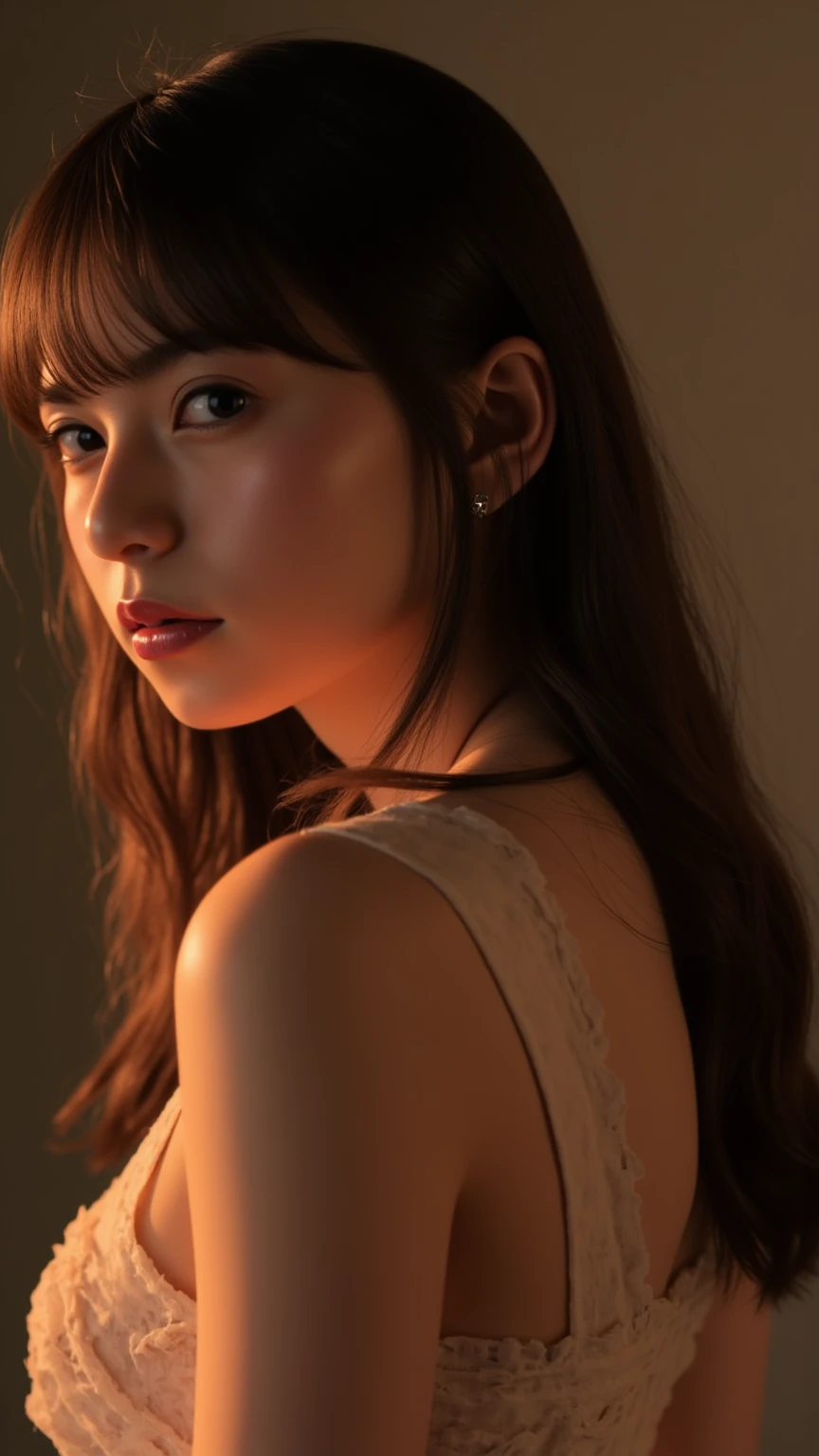 (((One girl from outside the window, Standing, Leaning forward))) Looking at Viewer 
 ,perfectly shiny skin, ,25-years old
, , Vibrant photo, (masutepiece:1.2),(Extremely detailed),(8K:1.1),(Perfect Lighting,Best Quality,hight resolution,Original),(realistic photo shot:1.4),(tall image:1.5), ,High detailed skin,Shaded face, Soft lighting, (a small face),raw, 超A high resolution, Pores are visible,
 ,