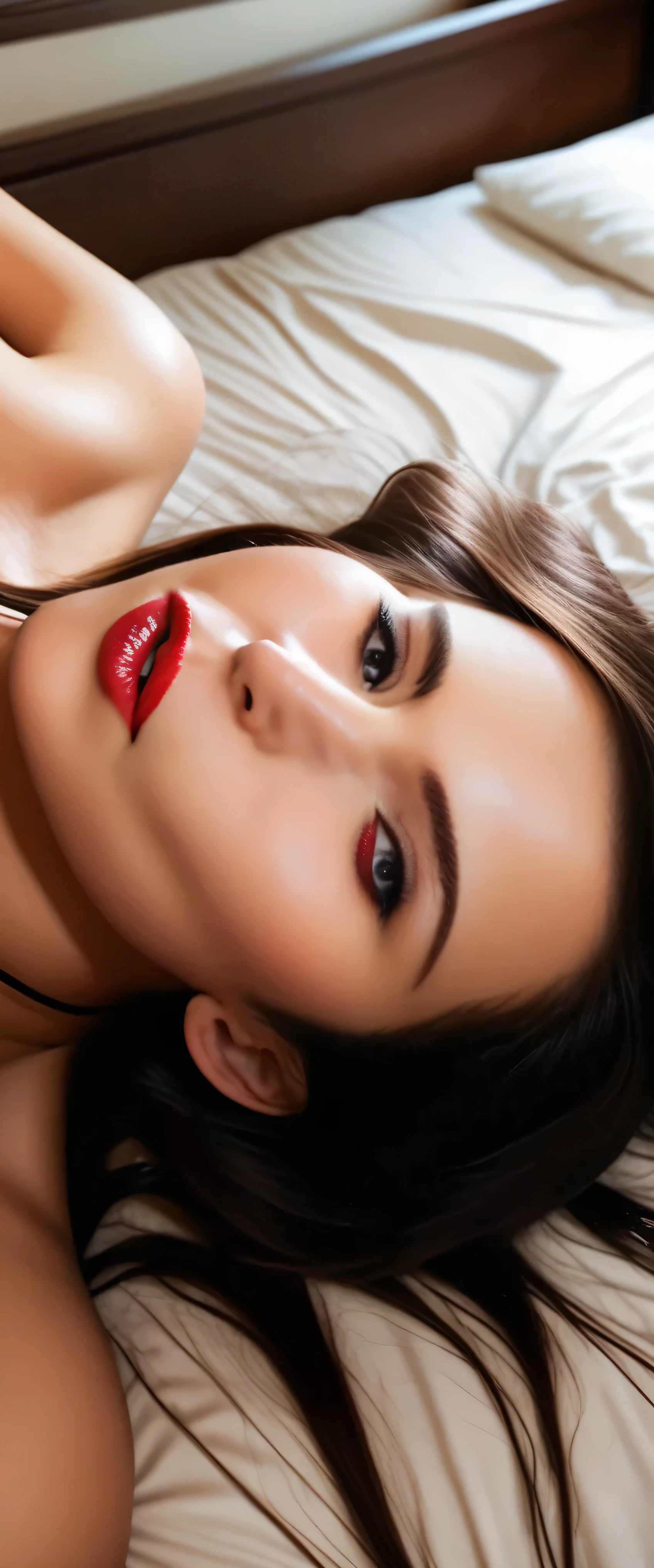 sfw:2.stop.(masterpiece, best_quality:1.2), 1girl, solo, red lips, on bed,she gives him deep_throat_blowjob ,black_hair, detailed_face, full_body:2,anatomically_correct,intricate_details, photo realistic, cinematic_lighting, vibrant_colors, high_resolution.stop.sfw:2