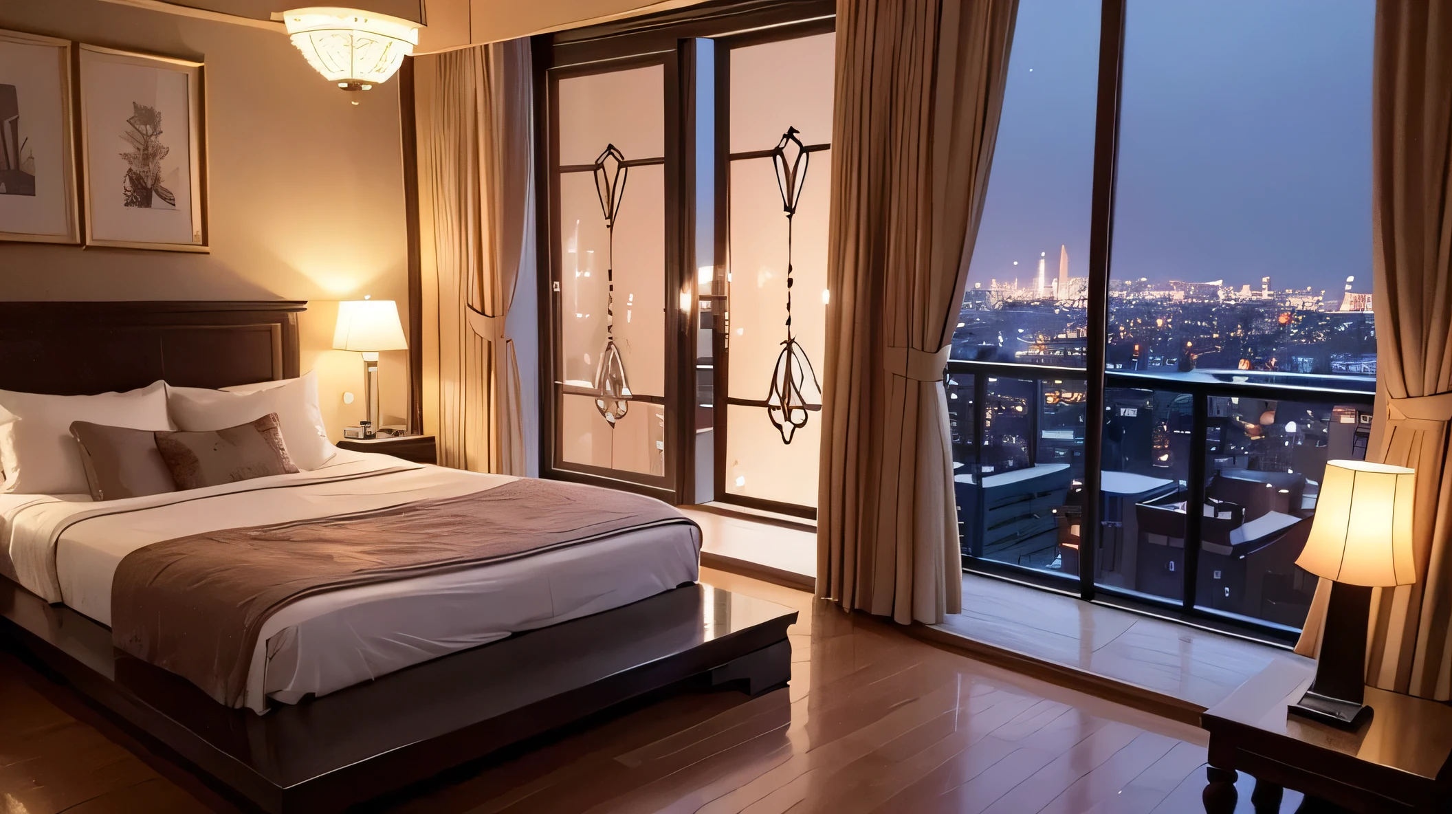 night、 studio(Luxury、Super Detail)、The room on the top floor 、anime style、Full window 、The dim light with the light off、night景、 veranda、top quality, TOP QUALITY, Official Art, photo shoot、8k、Transparency、masterpiece, (Photographically:1.4), RAW photos , Perfect Shading, realism, photography、unmanned、