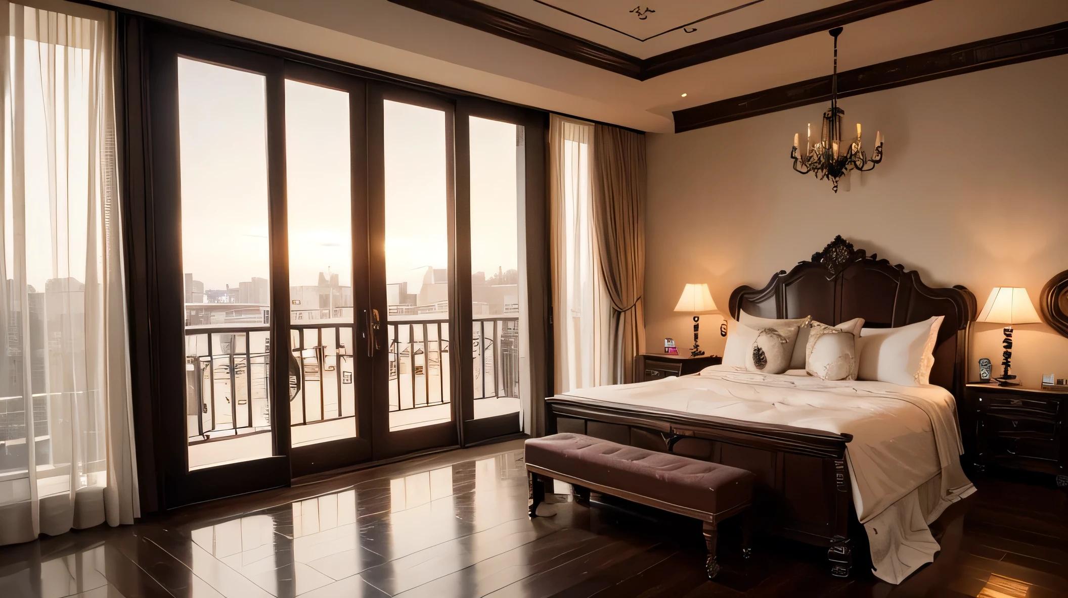 night、 studio(Luxury、Super Detail)、The room on the top floor 、anime style、Full window 、The dim light with the light off、night景、 veranda、top quality, TOP QUALITY, Official Art, photo shoot、8k、Transparency、masterpiece, (Photographically:1.4), RAW photos , Perfect Shading, realism, photography、unmanned、