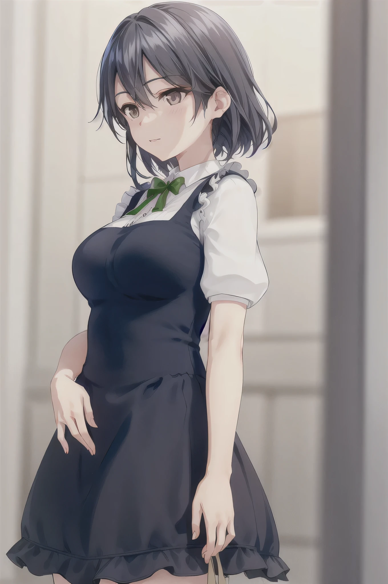 Izumi Sakuraya has black hair and brown eyes, Looks elegant