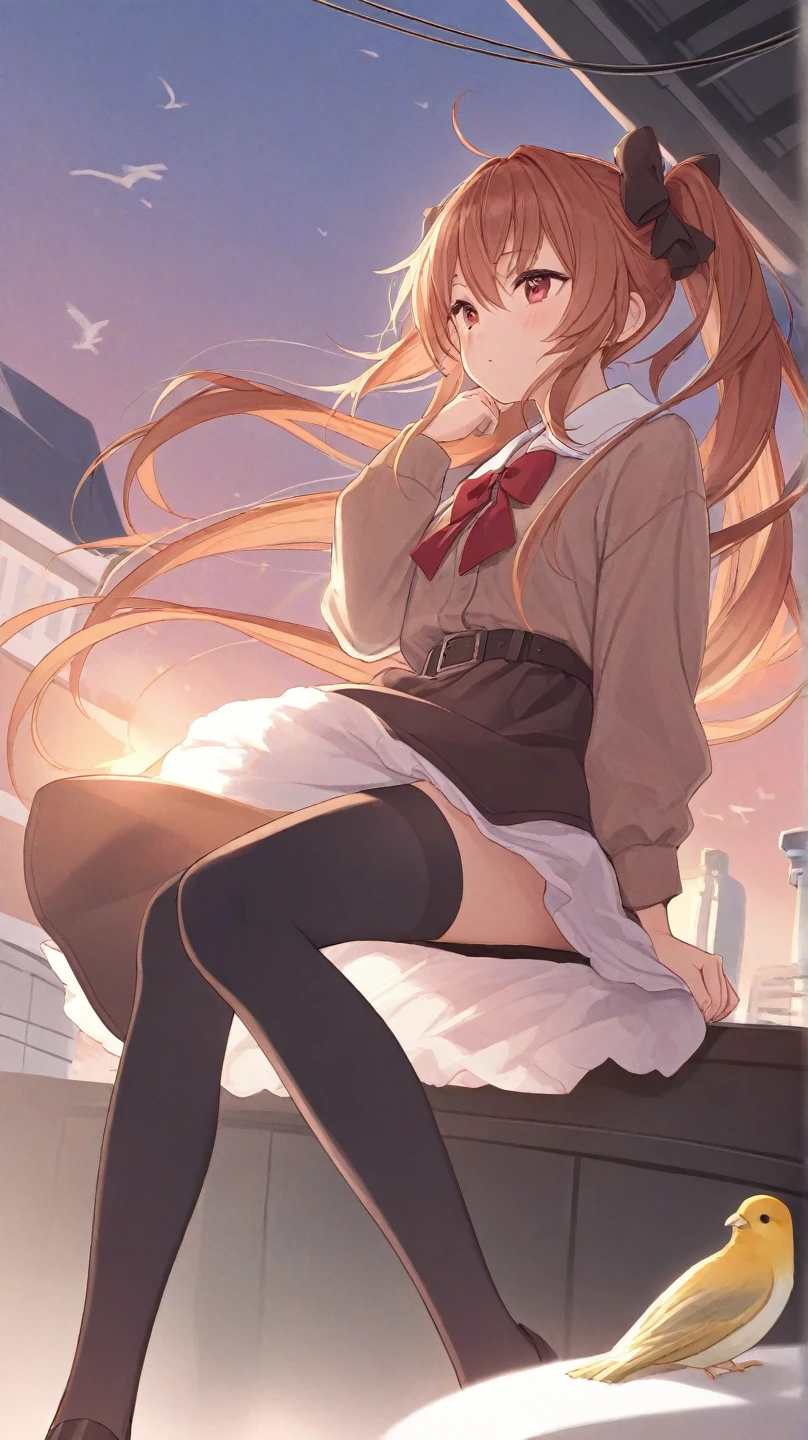 high resolution、masterpiece、brown hair、I、For women、high school girl、School、autumn leaves、detailed background、detailed eye、((brown eyes)),beautiful and perfect legs, clean and perfect hands