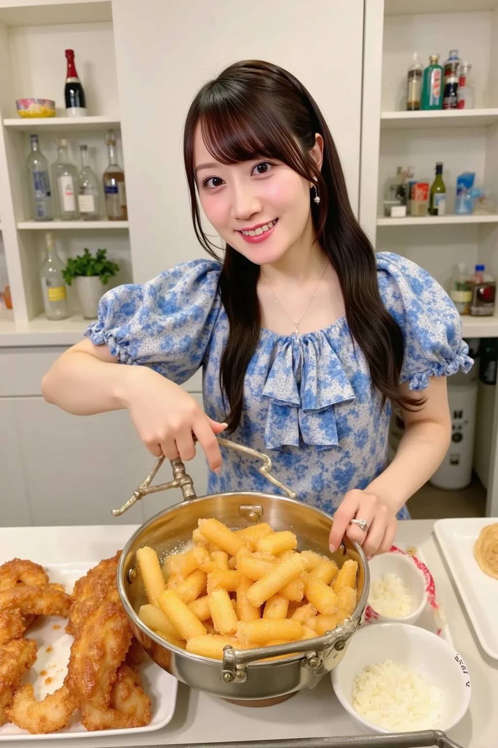 An illustration of a fried pastry smiling