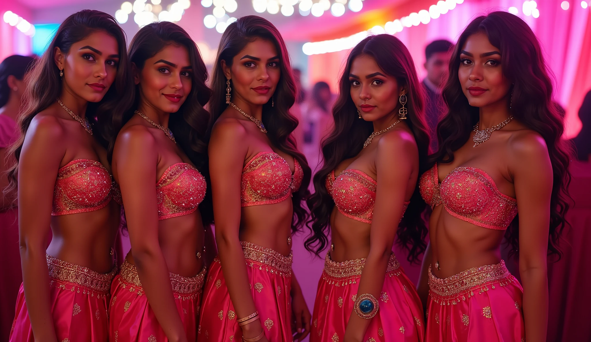 Hot Indian women in sexy thin neon choli,ghagra small skirt,gaint breast,big boobs, cleavage,30 age, in wedding,navel piercing