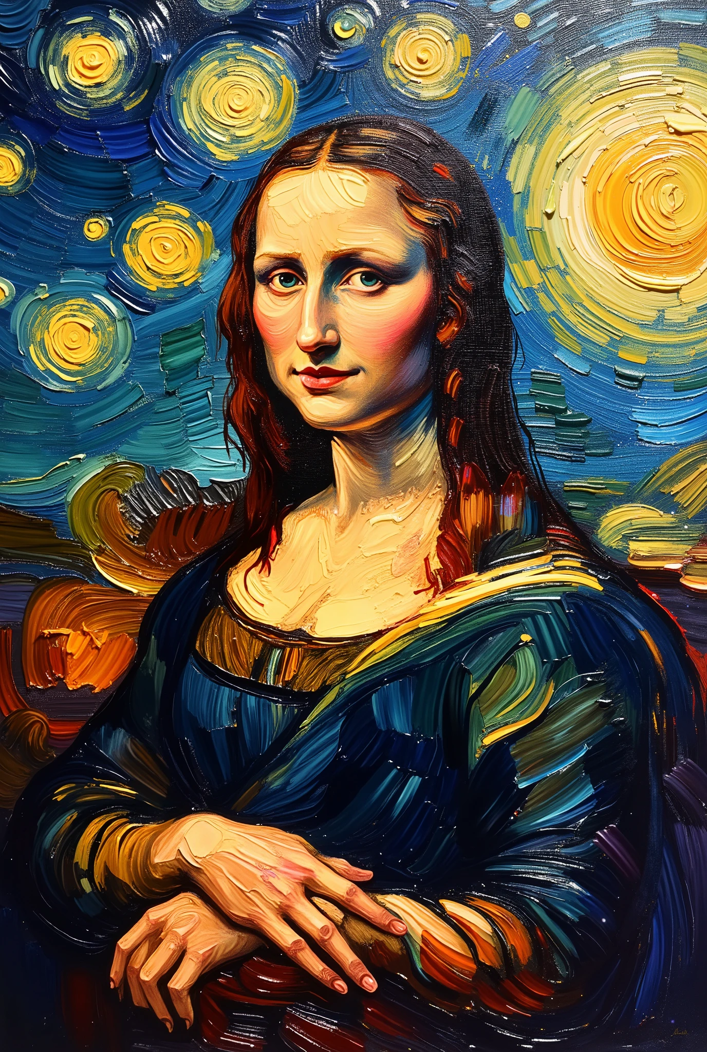 A masterpiece of a high-res, ((Vicent Van Gogh art style)), painting of a hot busty woman,