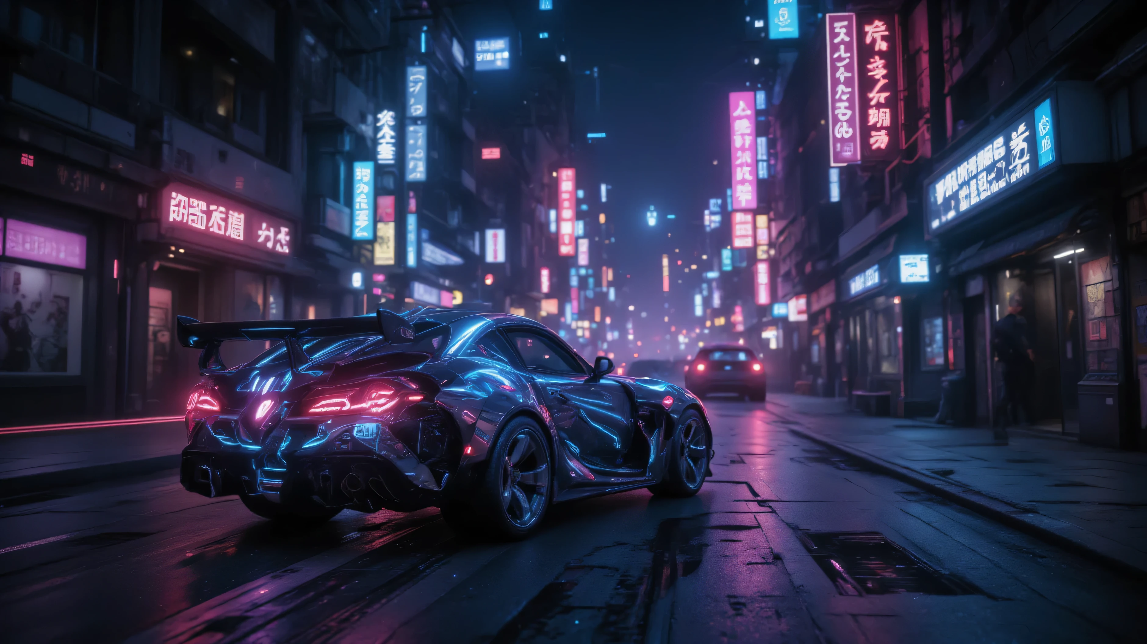 In the world of Warframe, Johanna de Armas emerges as a car form encased in a neon genesis evangelion style the retro futuristic cars is driving along the road
a car , bathed in neon lights that cast dramatic shadows, emphasizing the off-center composition of the scene. The atmosphere is thick with the essence of retro cyberpunk art, reminiscent of the works by Keos Masons, and the painting style of Richard Gerstl, known for his vibrant expressionism and emotive, psychological intensity.
The street art and graffiti around with their vibrant colors and urban themes, reflect an 80's inspired synthwave aesthetic. The scene is a tapestry of neon, vibrant, and detailed elements that capture the essence of retro futurism. The shallow depth of field, vignette effect, and highly detailed rendering create a moody, epic atmosphere, reminiscent of a high-budget cinematic production.
The bokeh effect, cinemascope framing, and the addition of film grain give the image a grainy texture, enhancing its cinematic quality and adding to the overall gorgeousness of the scene. This is a world where technology and art collide, creating a visual spectacle that is both intense and beautiful.