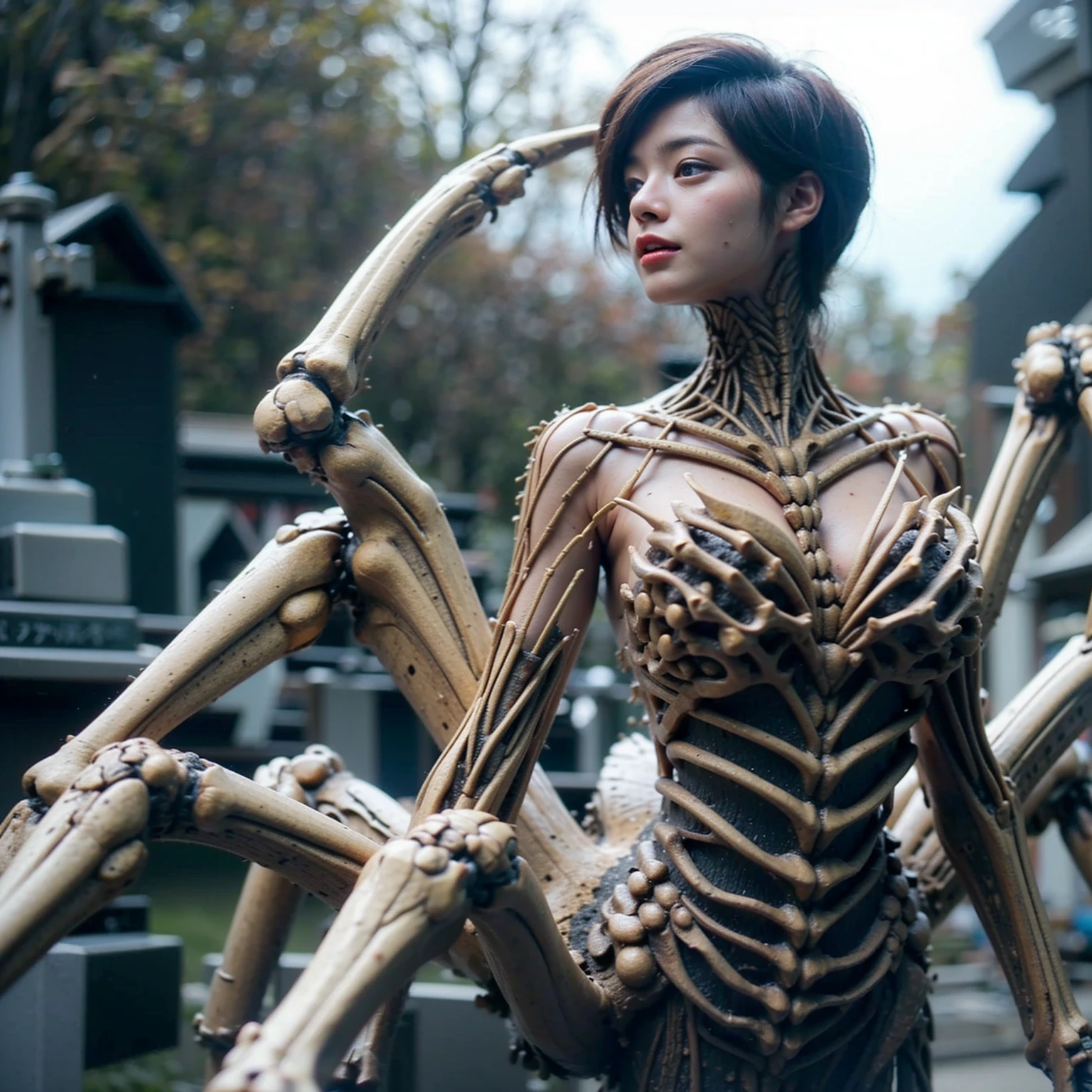 Bones anime woman,skeleton woamn,high resolution, 8k,looking at the viewer, ultrasharp, masterpiece, only 1 girl,she stands in the center of the screen,looking at you,