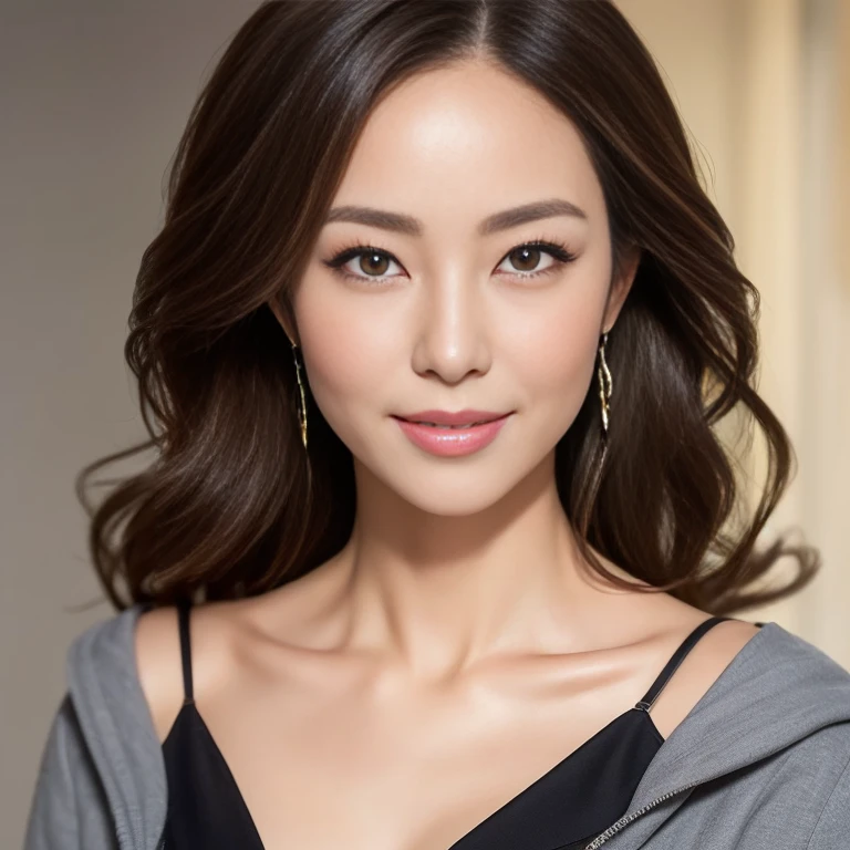 masterpiece,best quality, (one attractive milf), ((portrait:1.5)), long hair, makeup, elegant black shirt, touch own chest, ((seduction expression)),