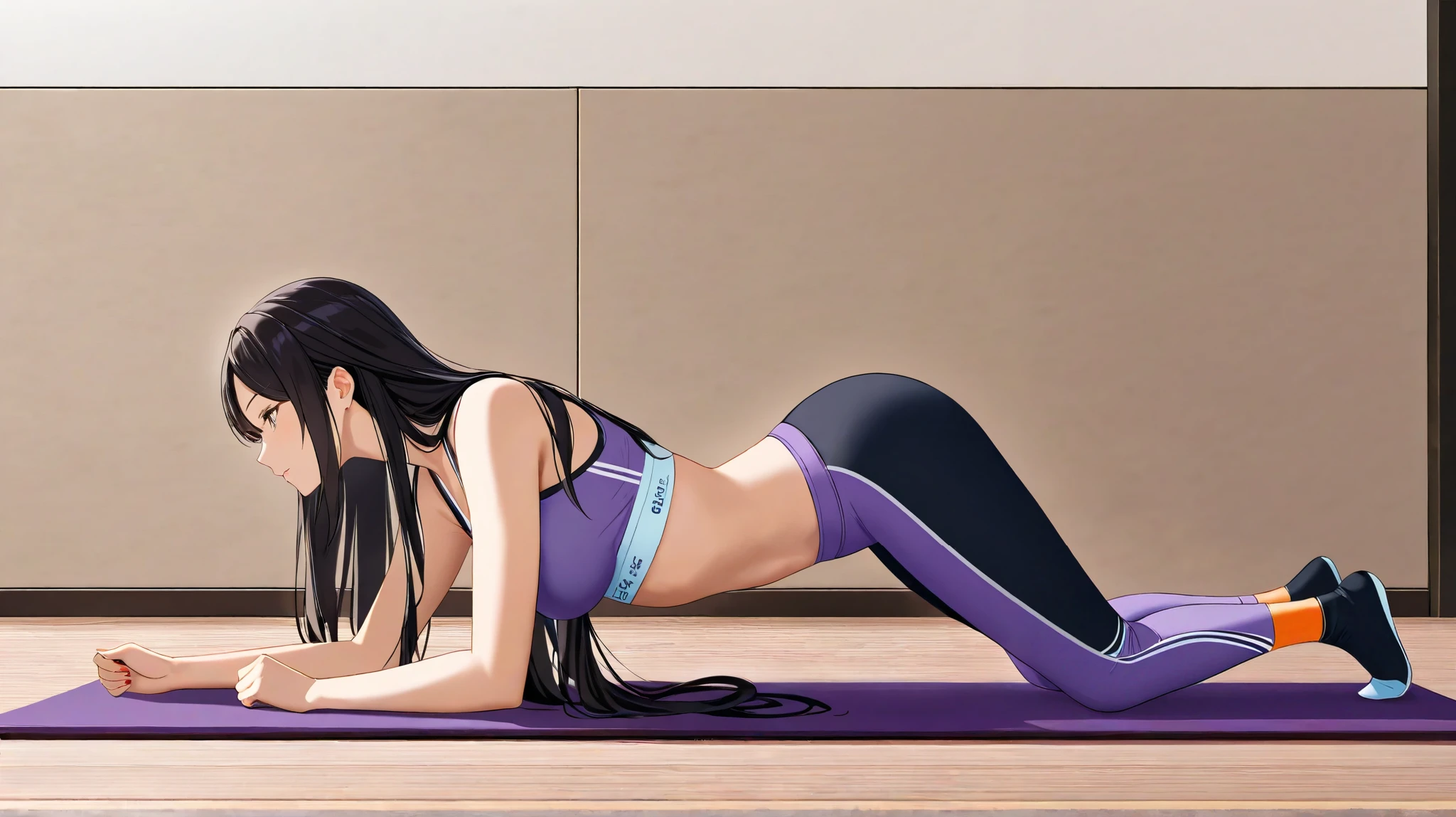 Yoga、woman、、 long hair