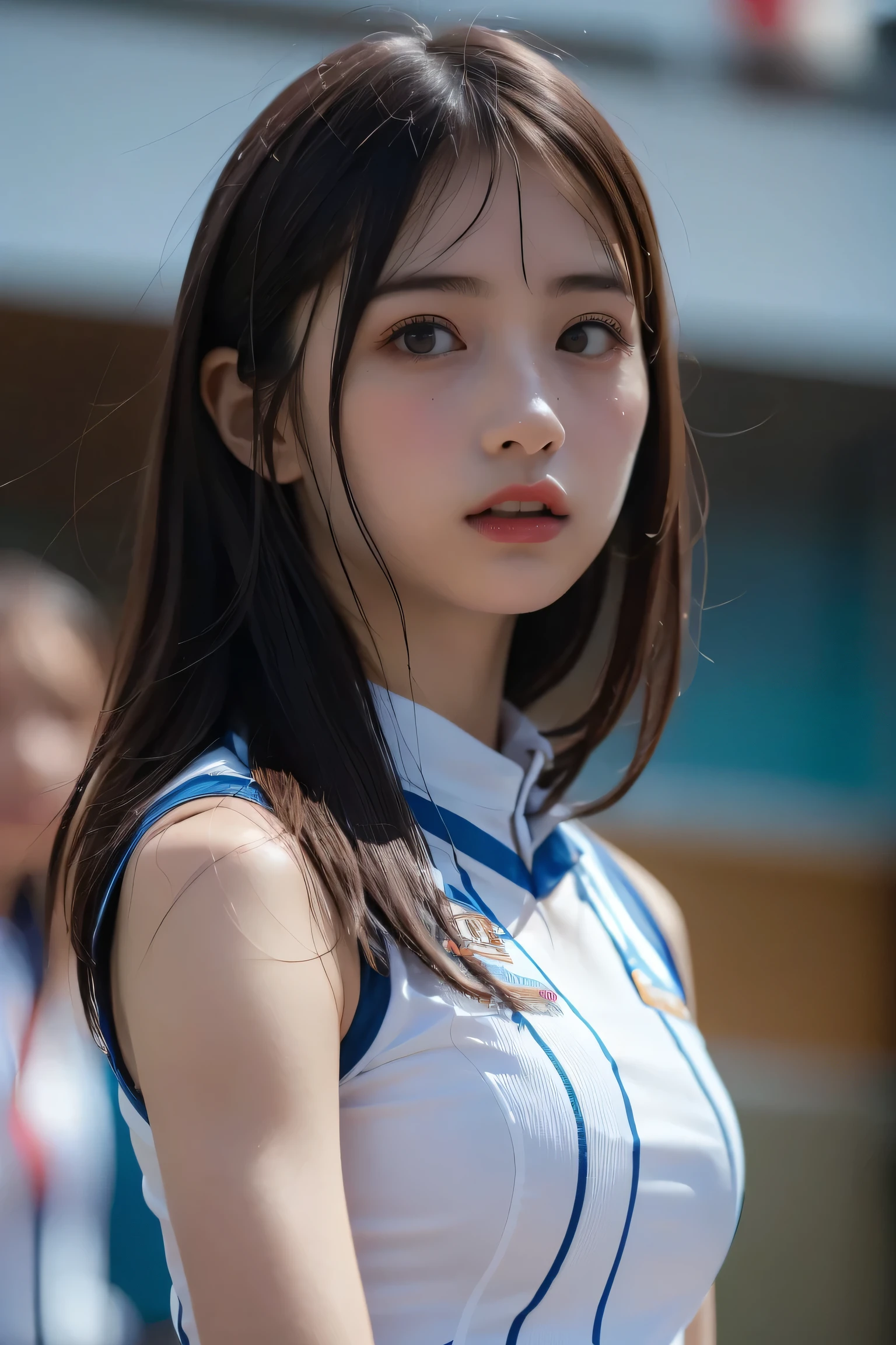 (8k, RAW photo,TOP QUALITY, high definition:1.1), (超realisticな:1.4),(realistic, realistic:1.3), Japanese beauty 、Rhythmic Gymnastics Club、 rhythmic gymnastics uniform 、(( upper body:1.3))